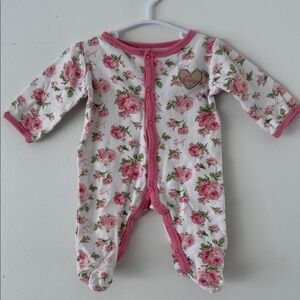 Pink Floral Baby One-Piece Footed Sleeper